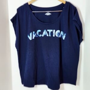 Lane Bryant 26/28 Dark Blue Vacation Graphic Tee T-shirt